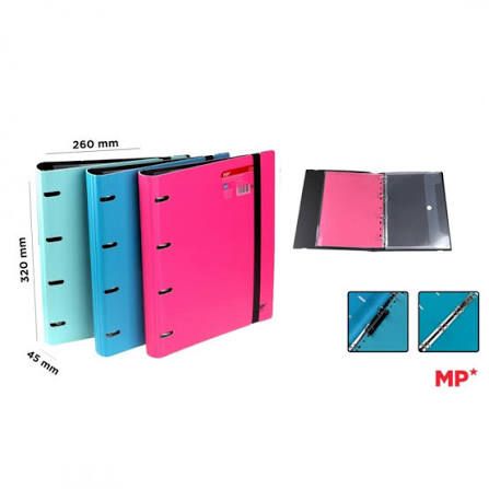 Archivador Anillas Azul Turquesa Rosa